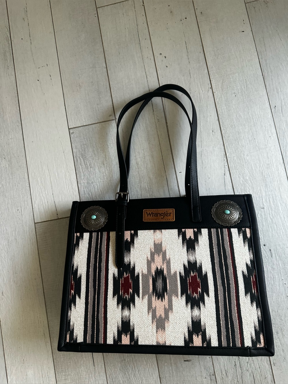 Wrangler Black Tote with Tan Logo Patch